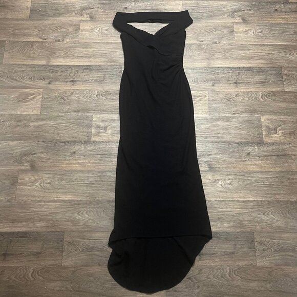 St. John Off the Shoulder Black Gown Maxi Dress Size 8 - Picture 1 of 7
